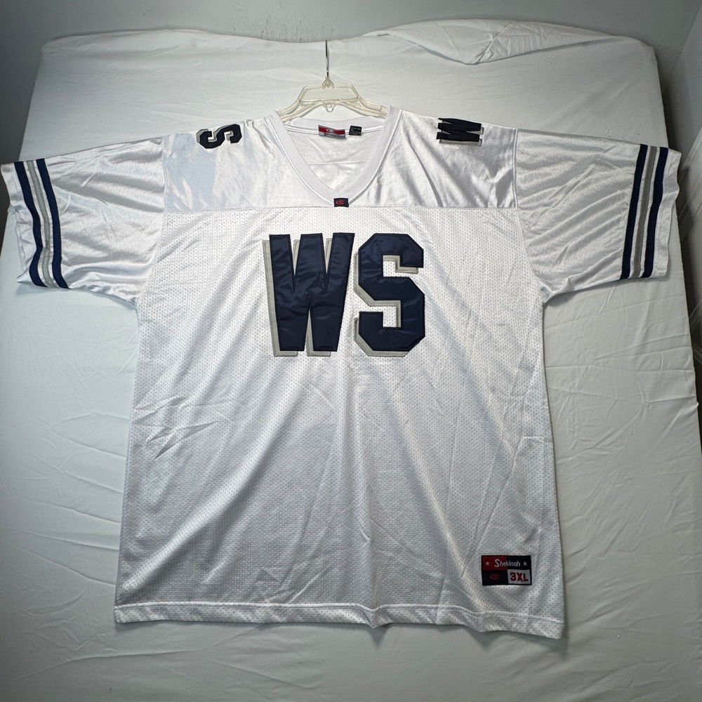 Shekinah West Side Football Jersey Mens 3XL White Navy Tackle Twill Mesh Y2K